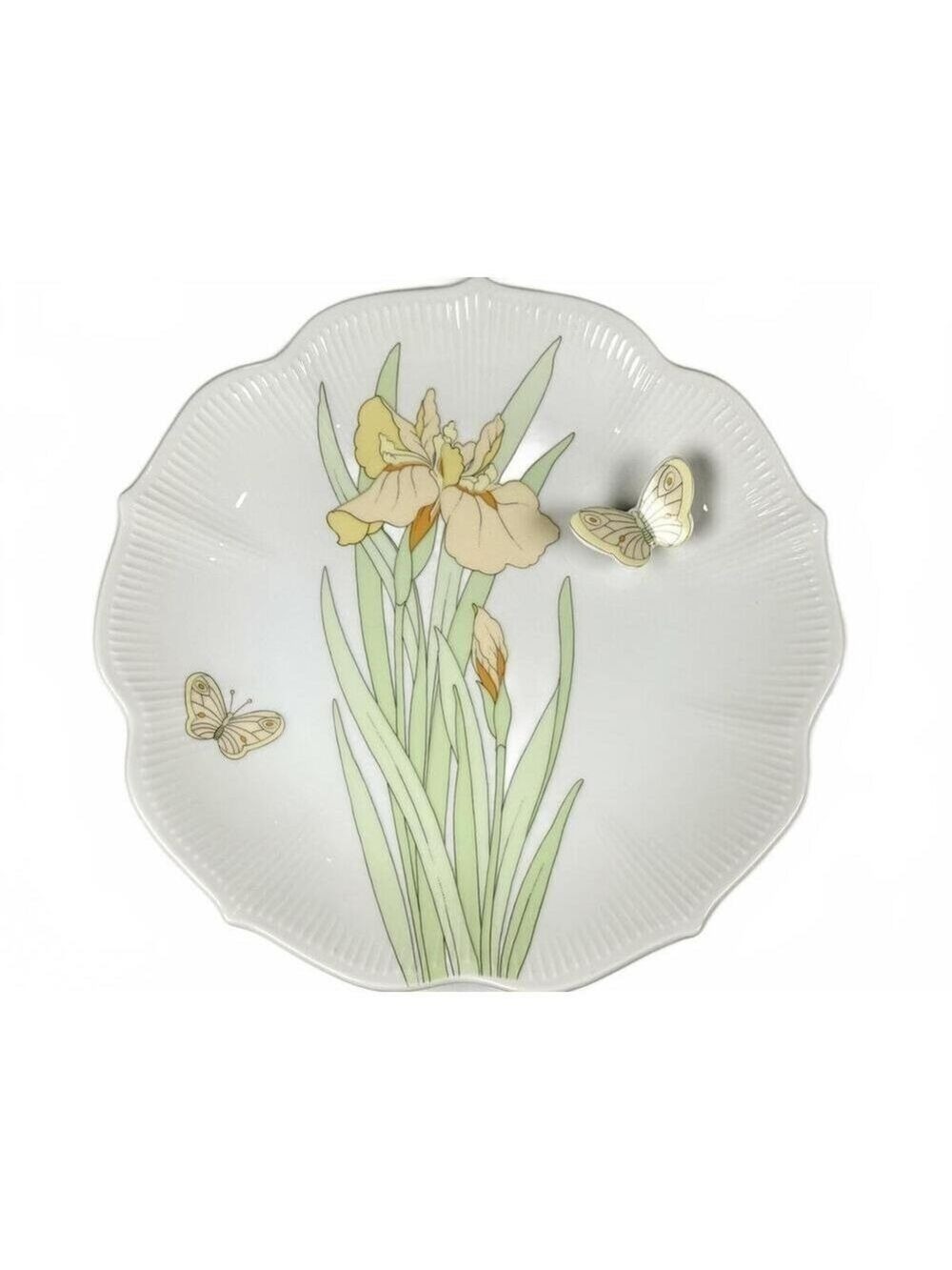 Vintage Cameron Japan Iris Butterfly Porcelain Decorative Plate Scalloped Rim - Picture 4 of 10